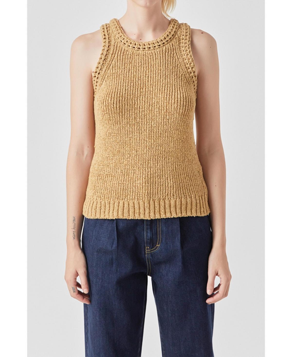 Womens Round Neck Sleeveless Knit Top product image