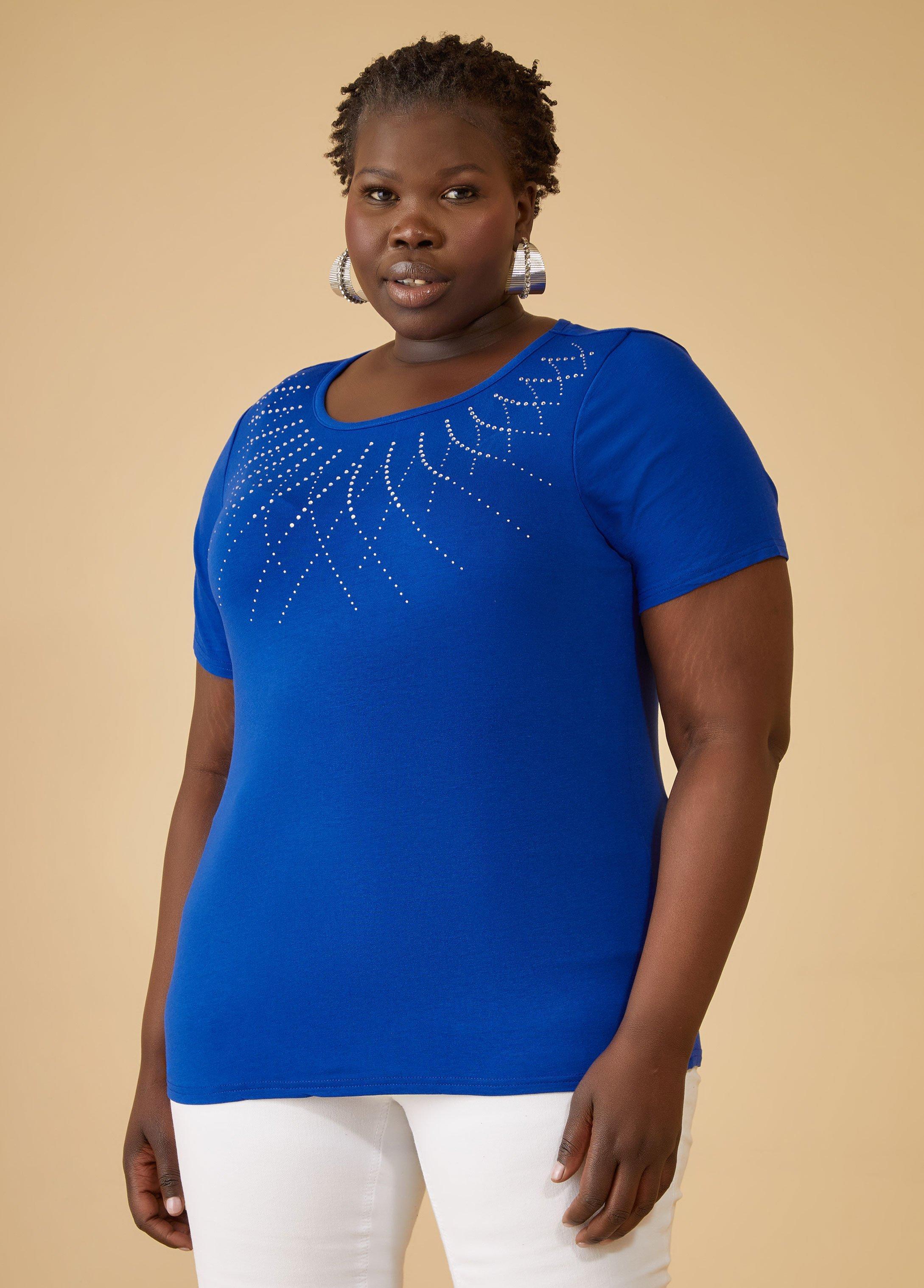 Plus Size Crystal Embellished Jersey Tee Ashley Stewart Product Image