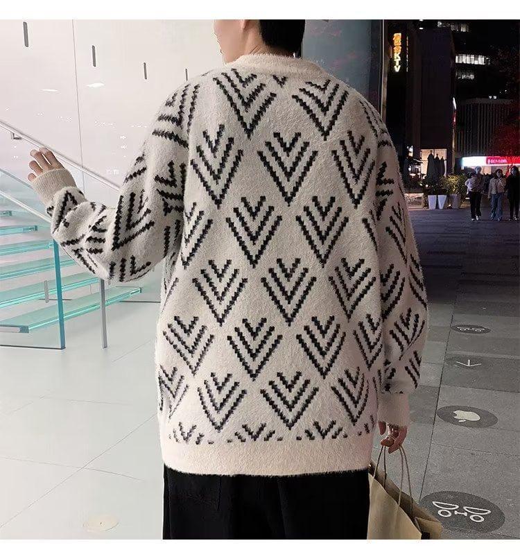 Mock Neck Patterned Sweater Product Image