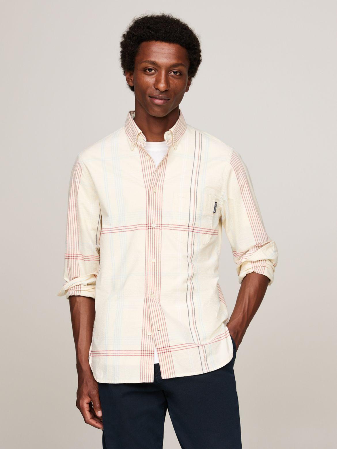 Tommy Hilfiger Men's Regular Fit Stripe Check Seersucker Shirt Product Image