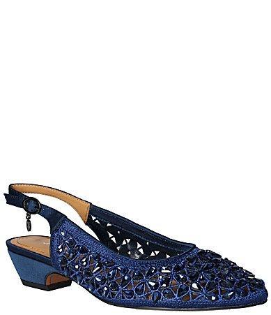 J. Renee Hasini Rhinestone Satin Slingback Pumps Product Image