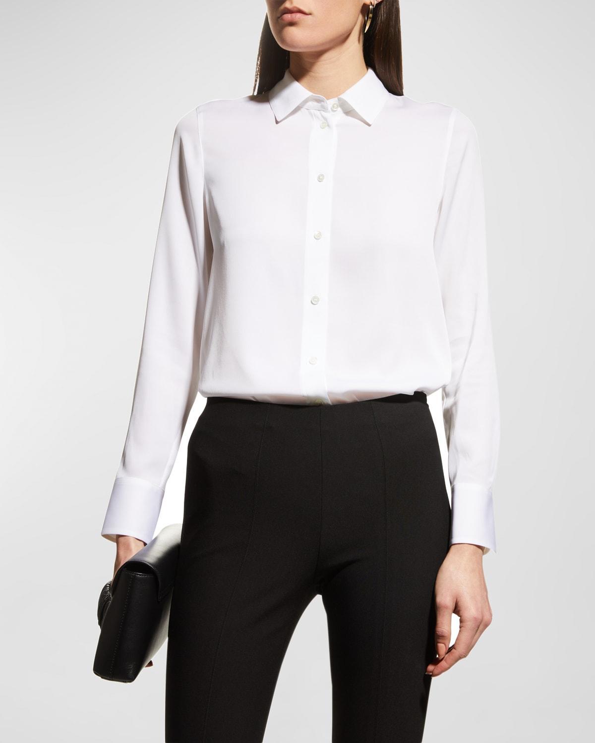 Womens Silk-Blend Slim-Fit Blouse Product Image