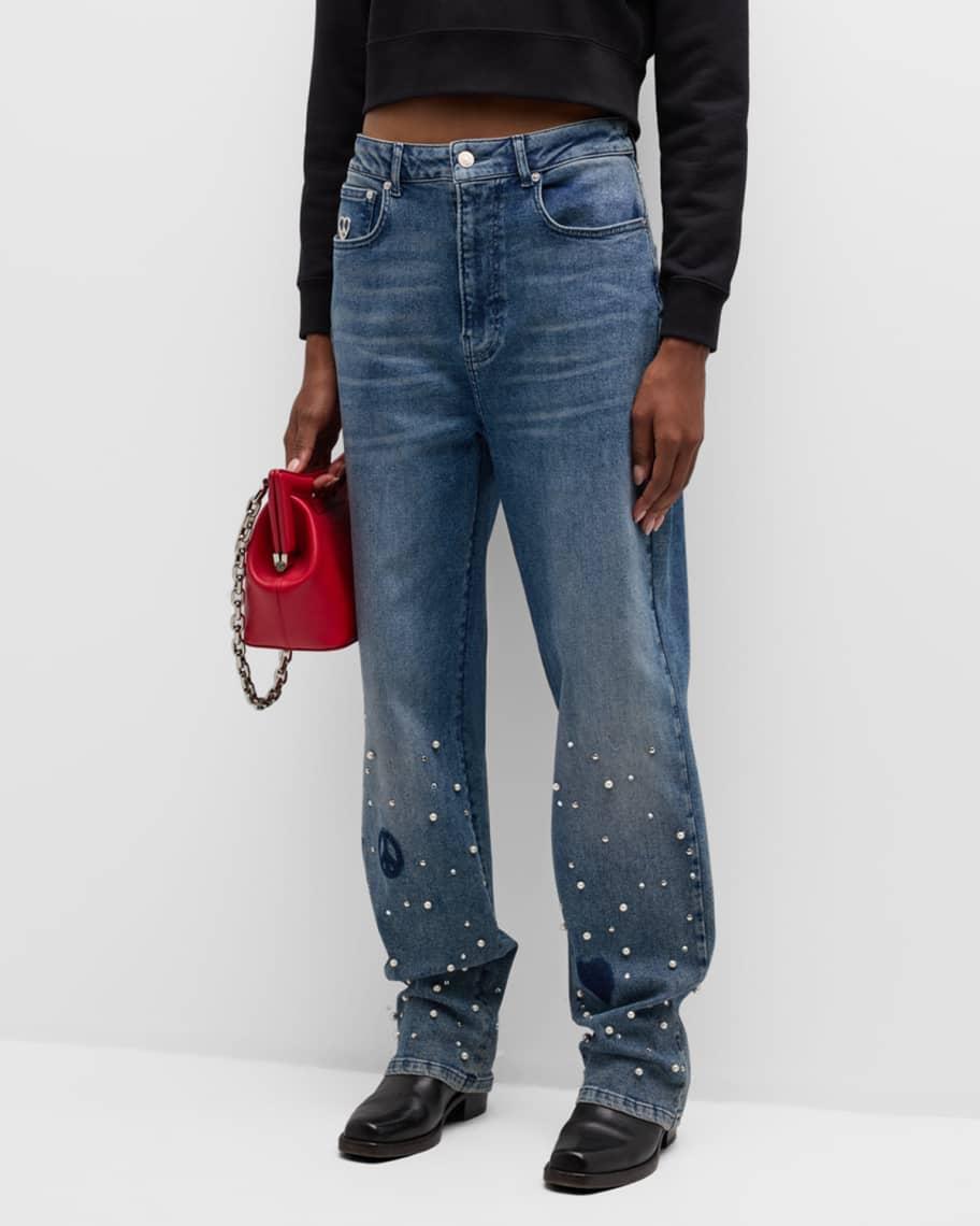 Pearl-Embellished Jeans Product Image