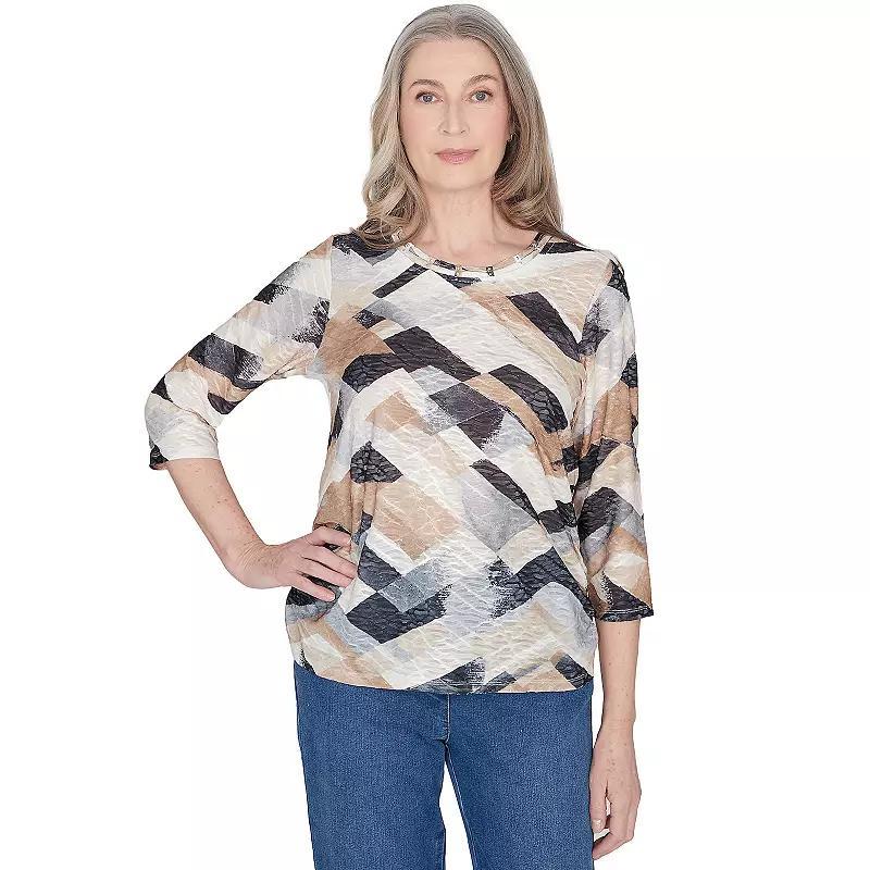 Petite Alfred Dunner Abstract Chevron Top, Womens Product Image