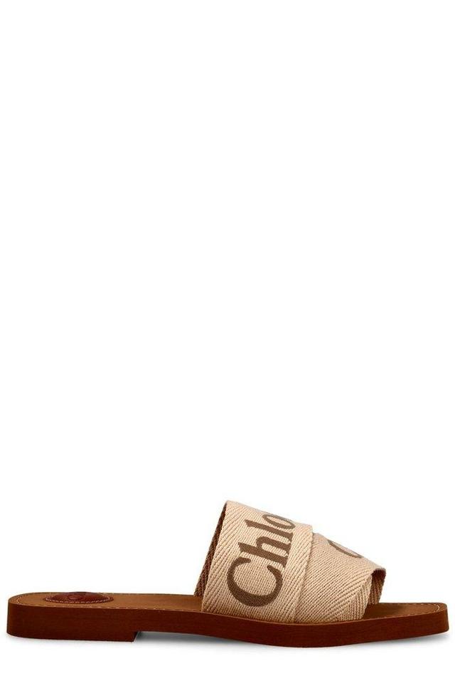 Woody Logo Embroidered Sandals In Beige Product Image