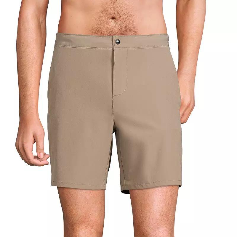 Mens Lands End 7-inch Sunset Swim Shorts Green Product Image