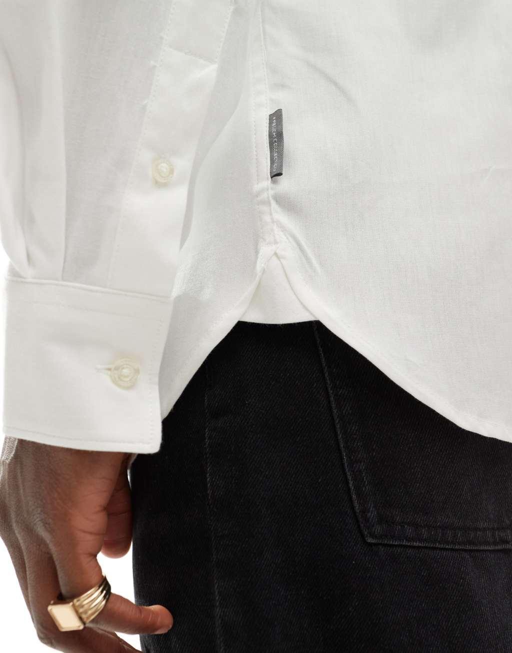 French Connection long sleeve oxford shirt in white Product Image