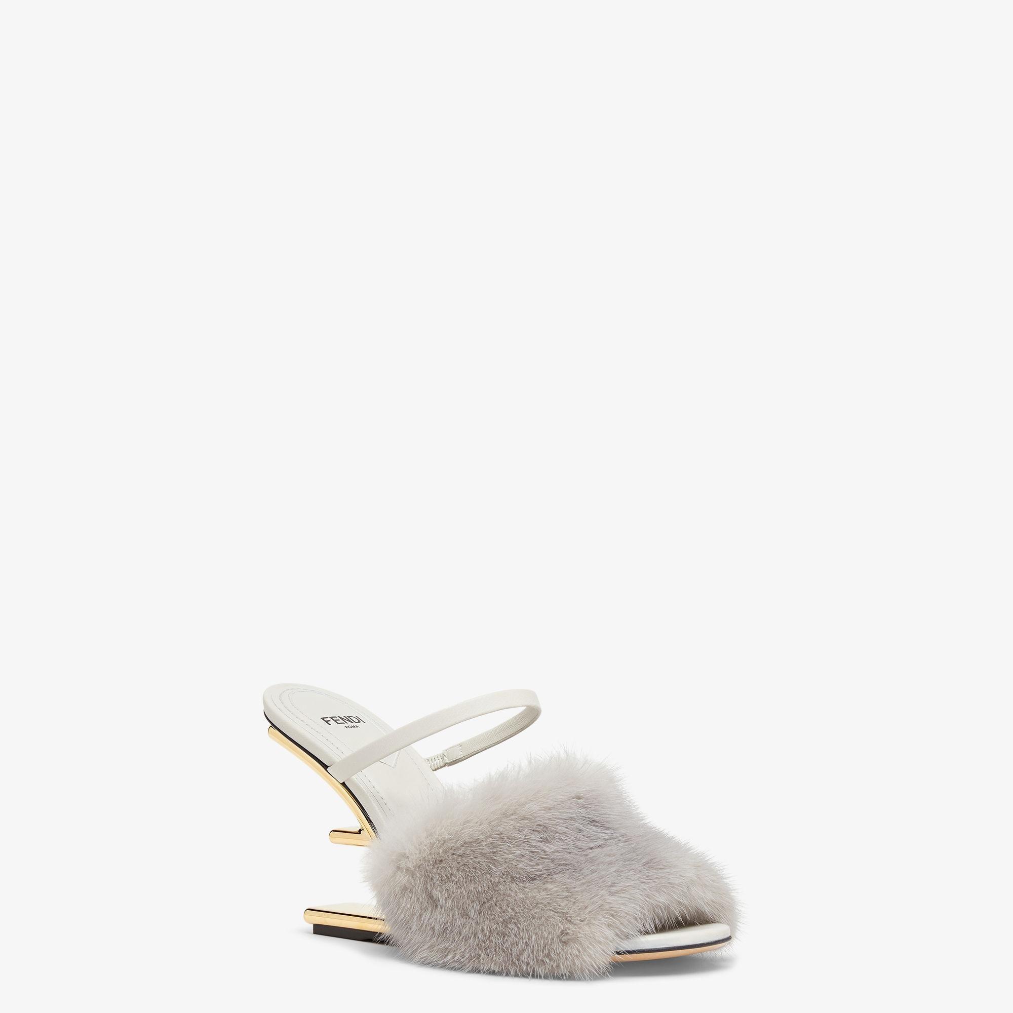 Fendi FirstPale gray mink high-heeled sandals Product Image