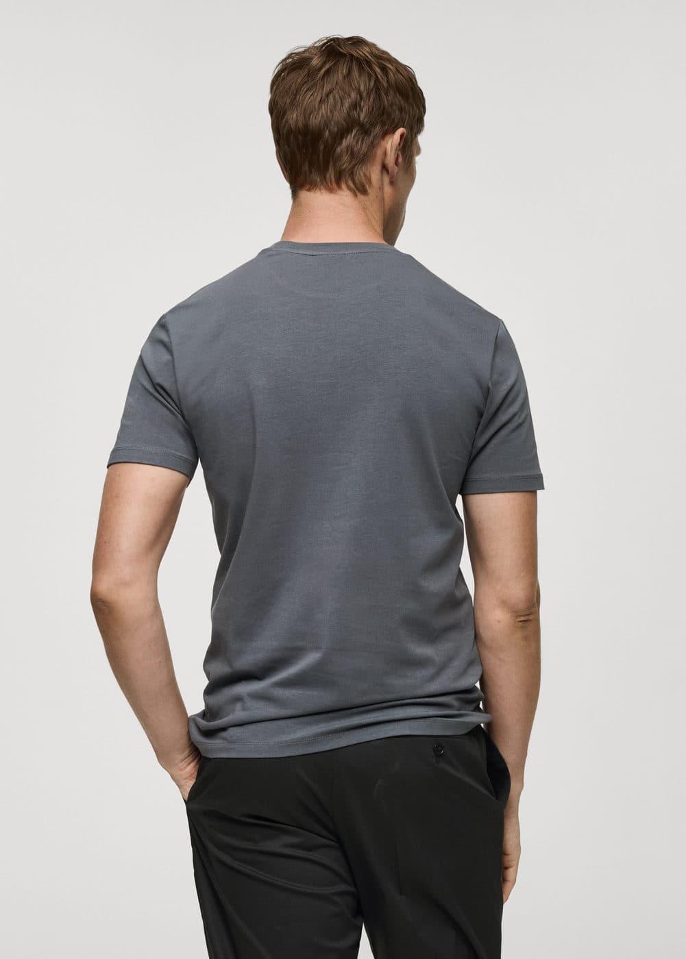 MANGO MAN - Stretch cotton T-shirt medium greyMen Product Image