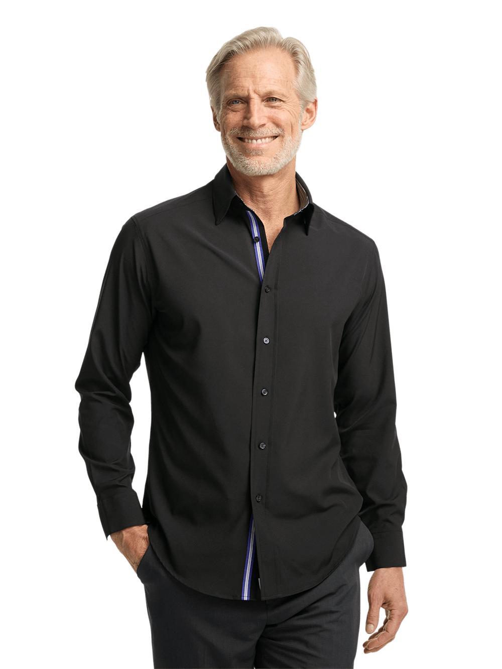 Performance Stretch Solid Casual Shirt - Black Product Image