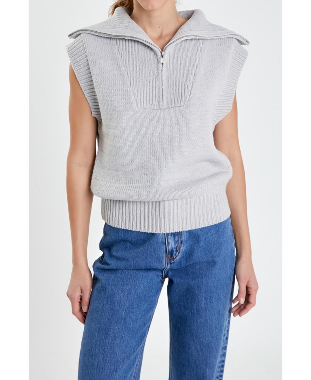 Womens Zip Mock Neck Vest Product Image