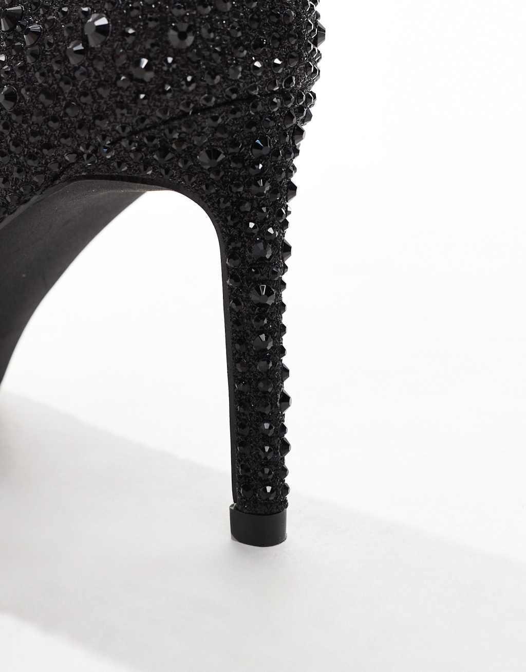 SEQWL pointed pumps with rhinesone embellishment in black Product Image