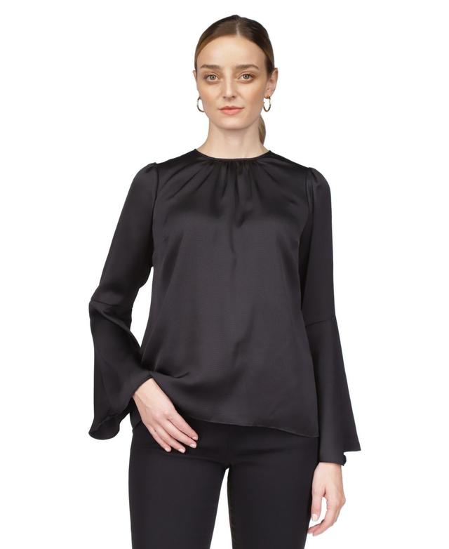 Michael Michael Kors Womens Hammered-Satin Bell-Sleeve Top Product Image