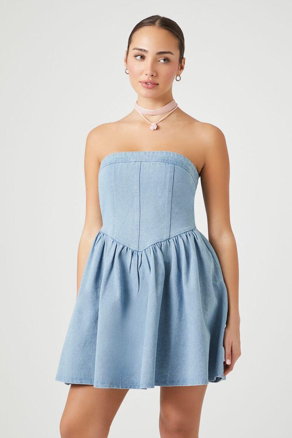 Denim Fit & Flare Mini Dress | Forever 21 Product Image