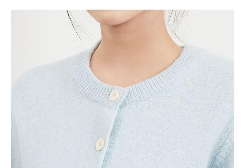 Round Neck Plain Cardigan Product Image