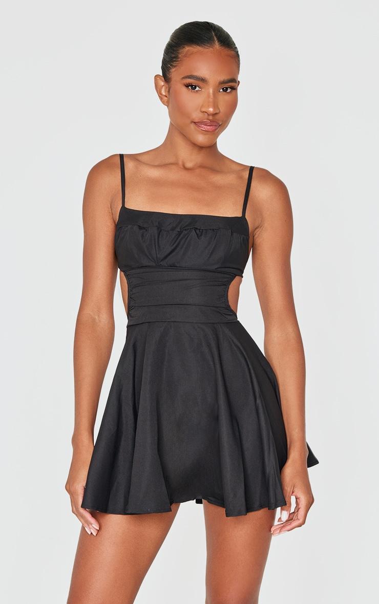 Black Cut Out Tie Back Shift Dress Product Image