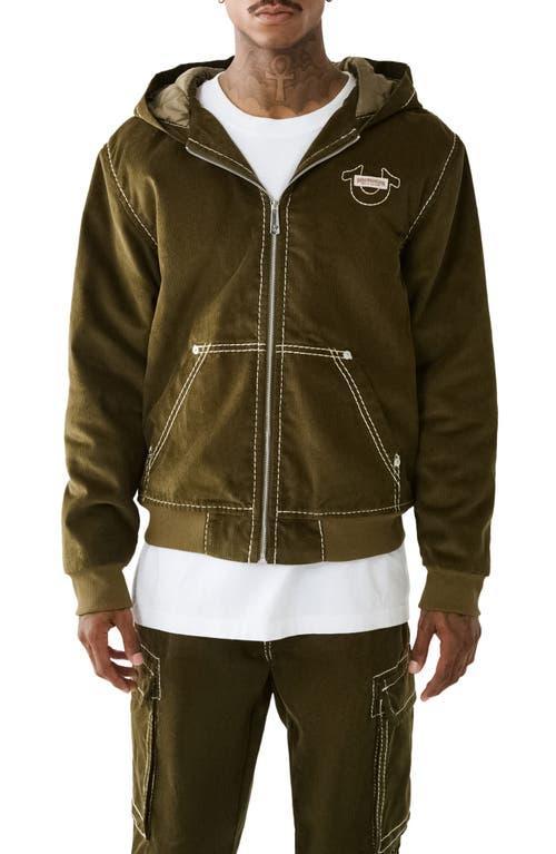 Mens Corduroy Big T Hooded Jacket | Kalamata | Product Image