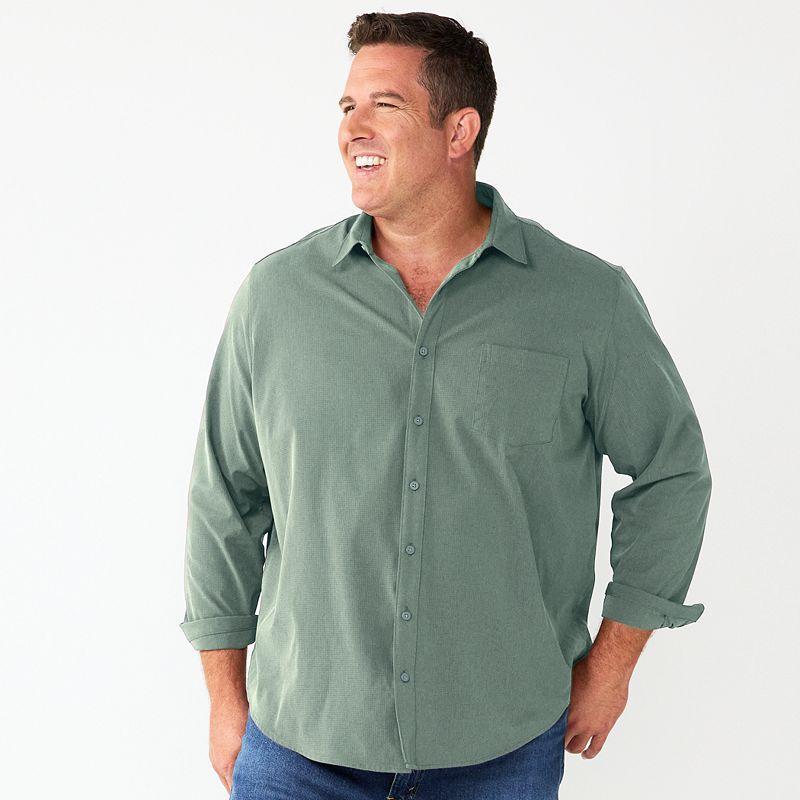 Big & Tall Apt. 9 Button-Down Tech Shirt, Mens Med Grey Product Image