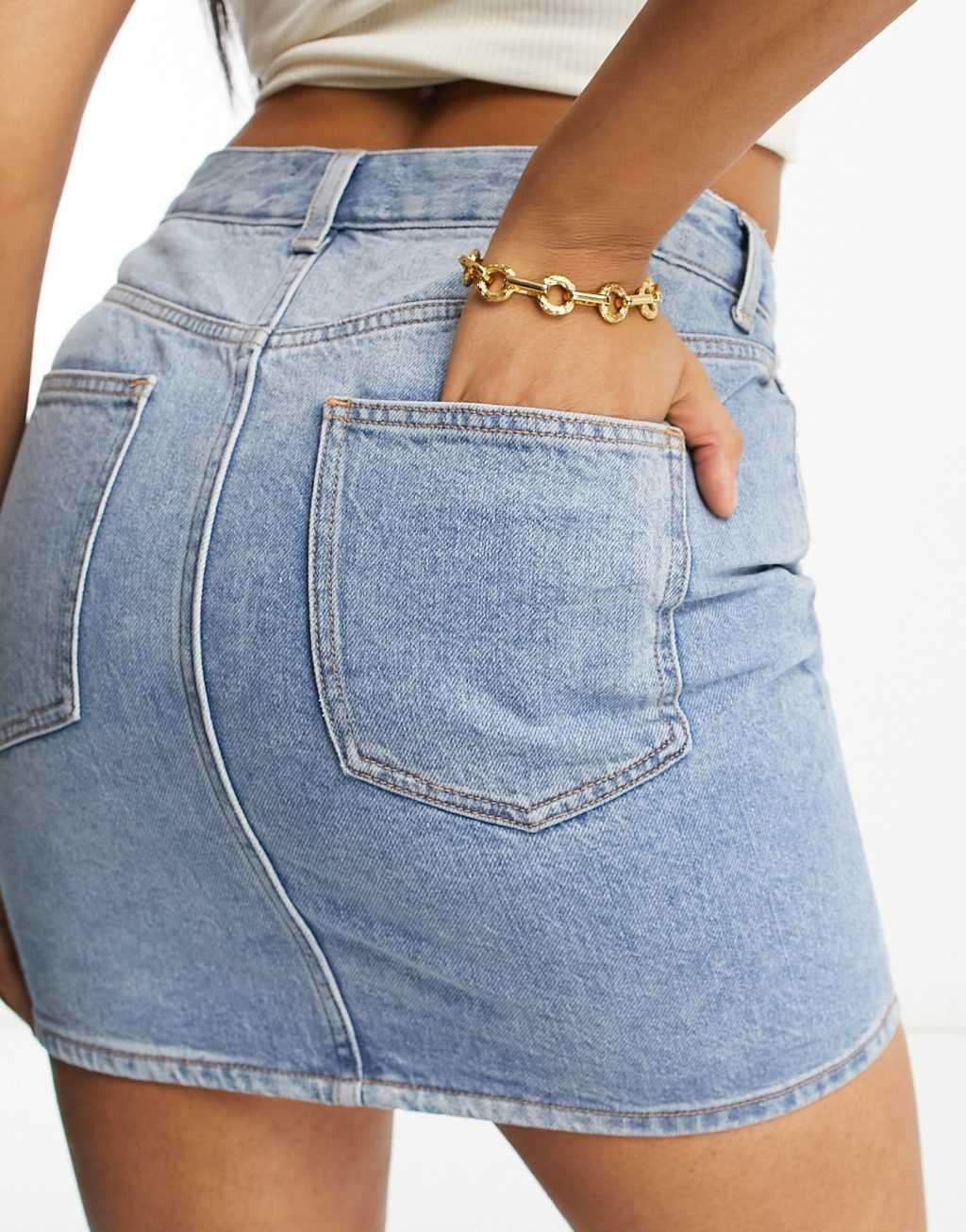 ASOS DESIGN Hourglass denim high waist mini skirt Product Image