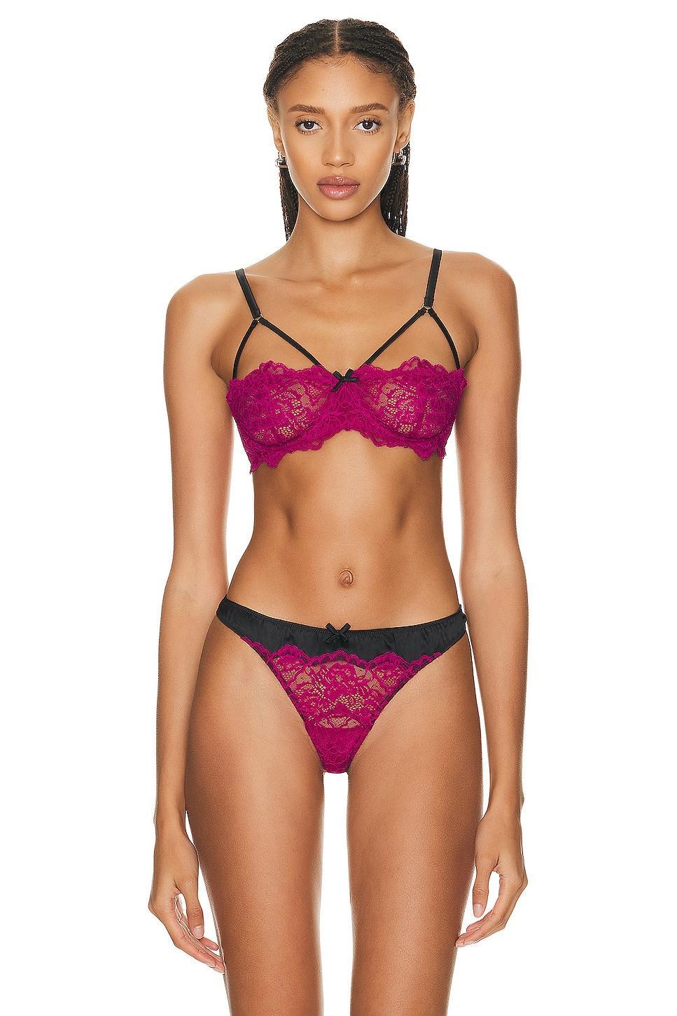 fleur du mal Roxy Lace Half Cup Bra Fuchsia. (also in ). Product Image