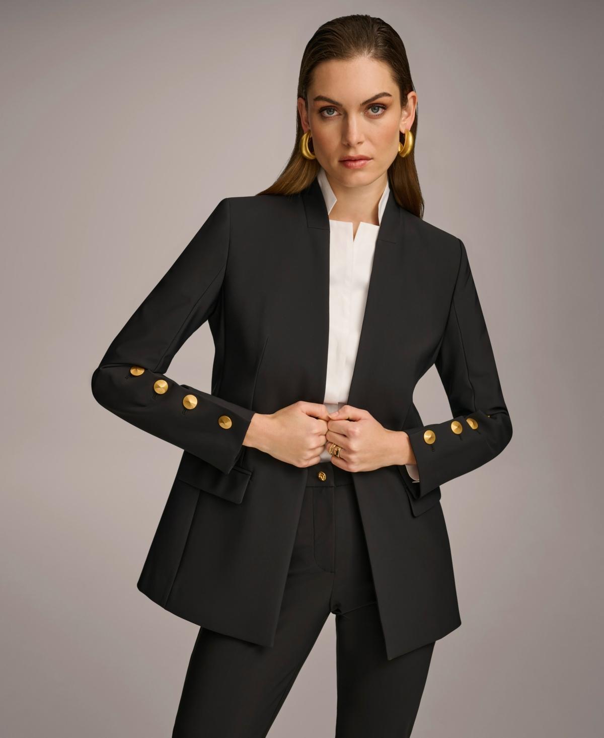 Donna Karan Womens Button Sleeve Blazer Product Image