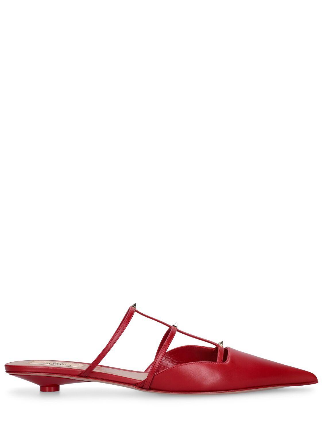 VALENTINO GARAVANI 20mm Rockstud Leather Mules In Red Product Image