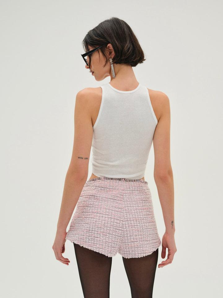 Strawberry Cream Tweed Shorts — Pink Product Image