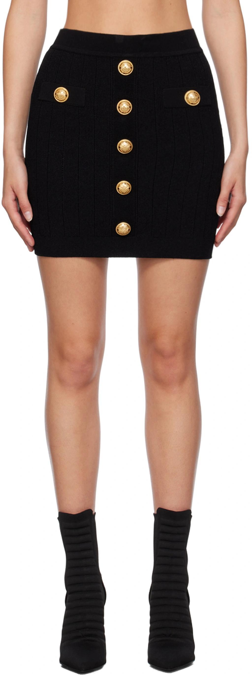 BALMAIN Black Buttoned Miniskirt Product Image