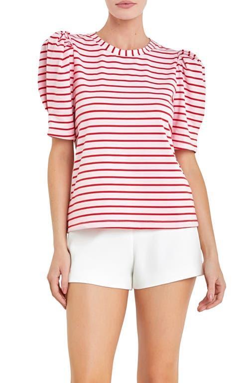 English Factory Stripe Puff Sleeve Top Product Image