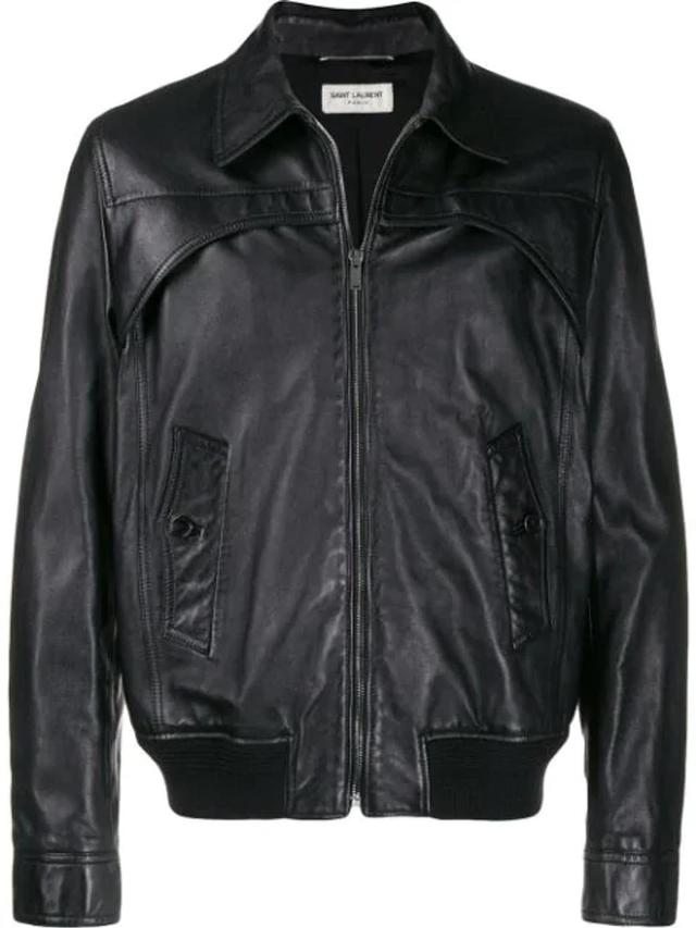 Leather Trucker Jacket In Black Product Image