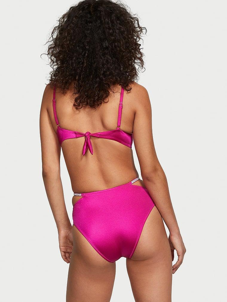 Shine Strap High-Waist Full-Coverage Bikini Bottom Product Image