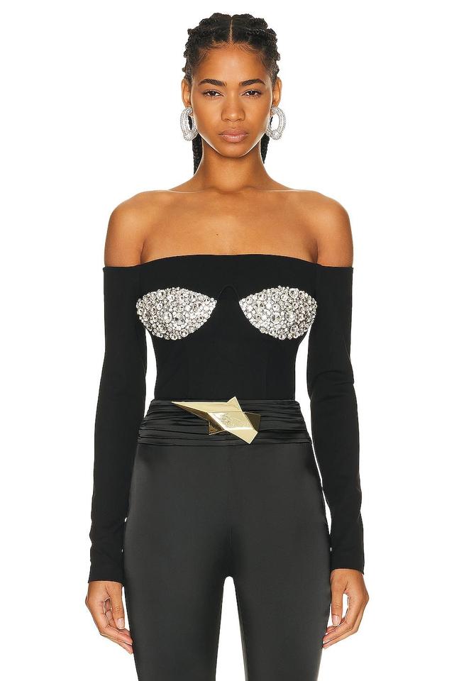 AREA Off Shoulder Crystal Cup Bustier Top Product Image