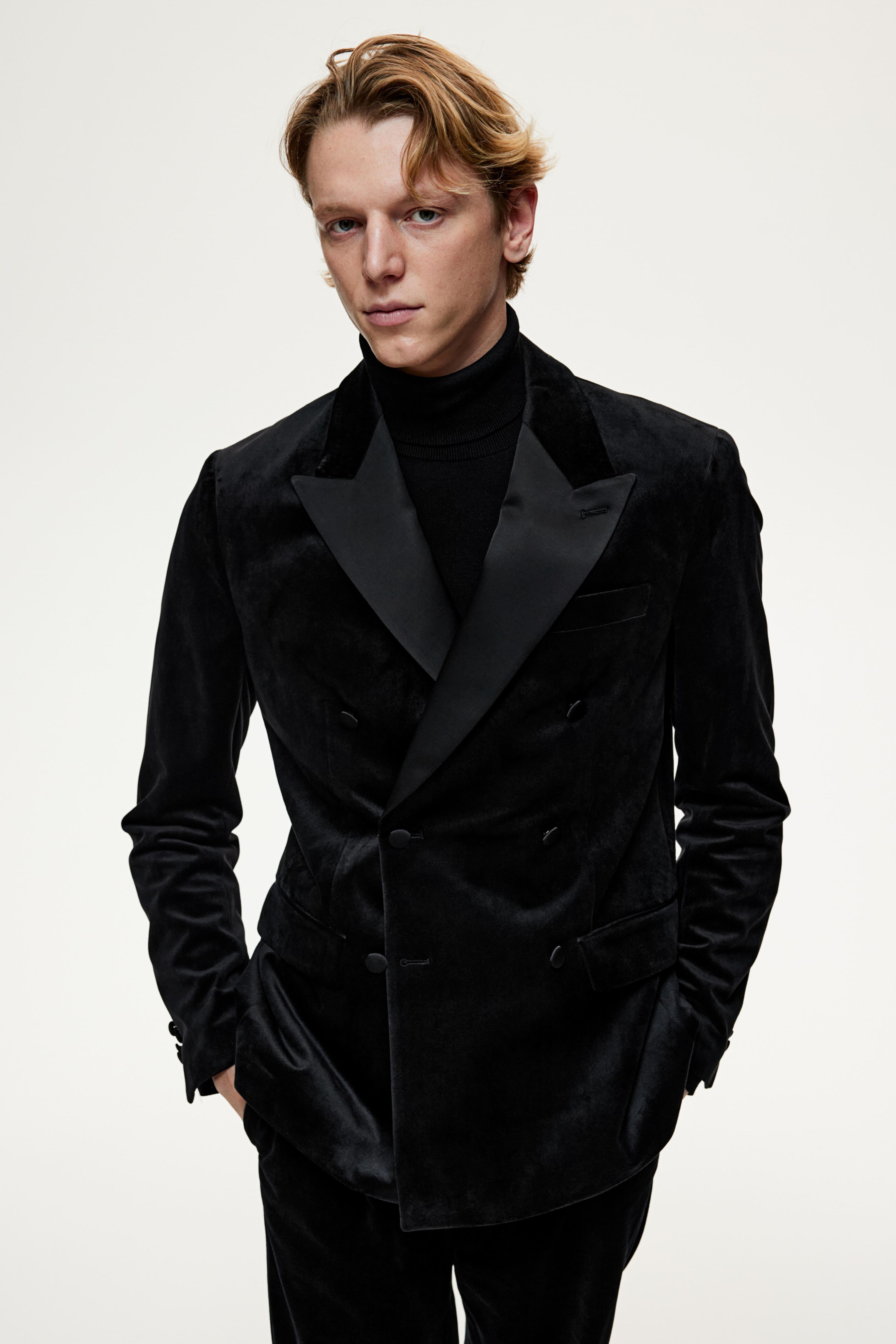 Regular Fit Double-Breasted Velvet Tuxedo Jacket product image