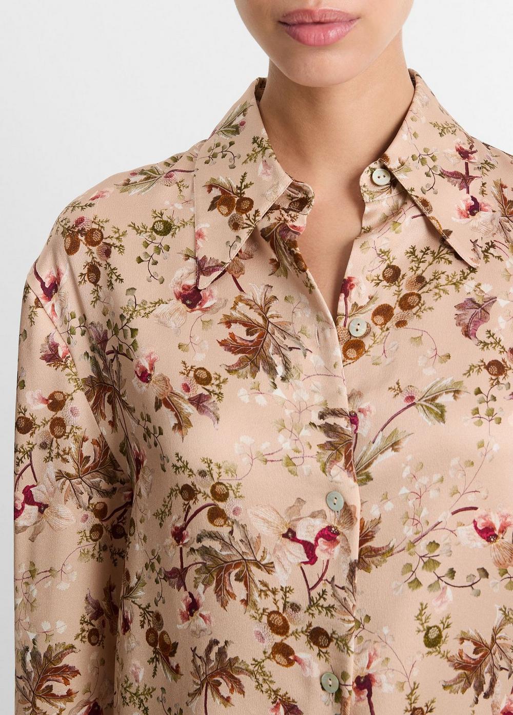 Silk Orchid Vine Bias Long-Sleeve Blouse Product Image