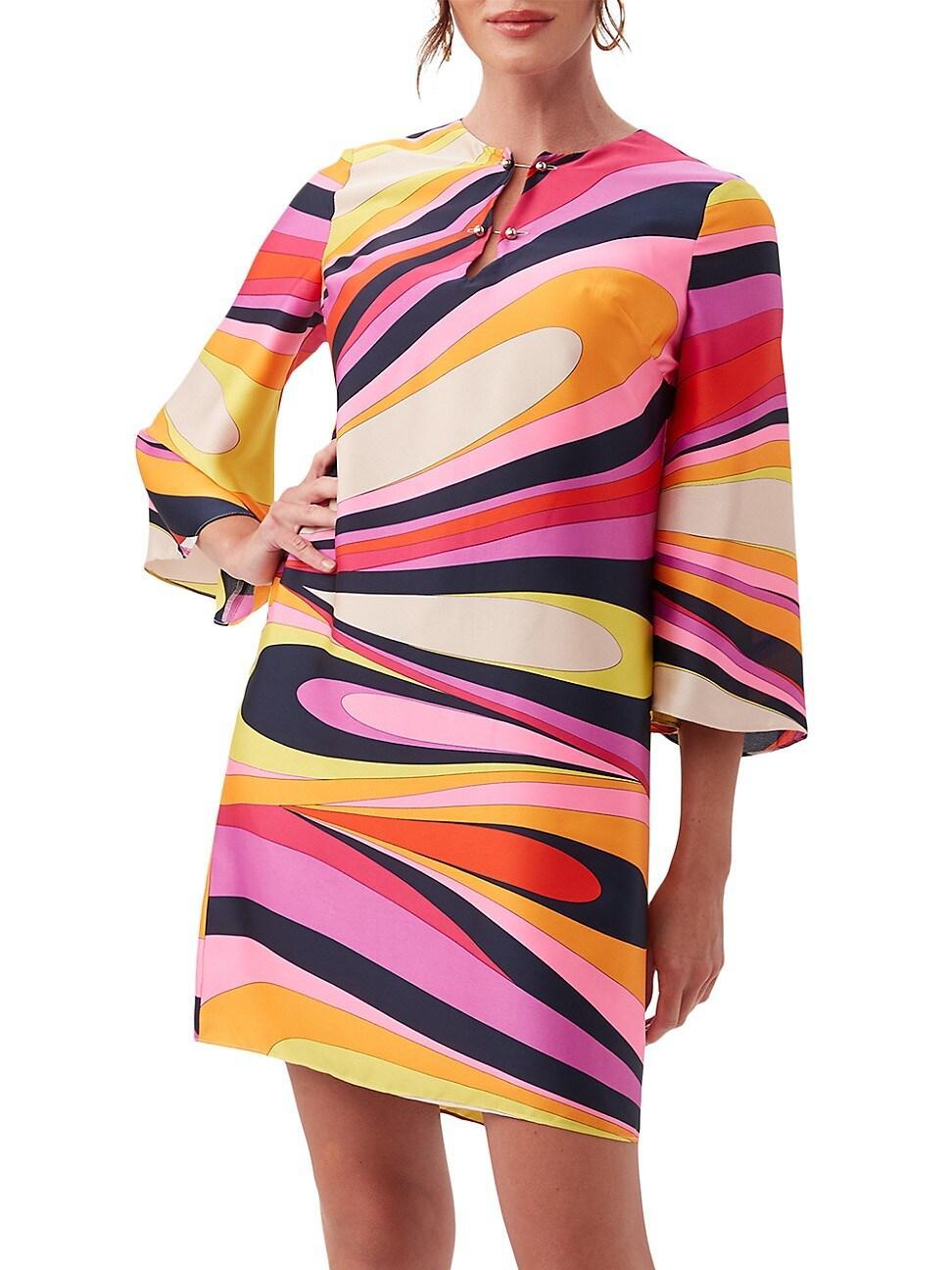 Nallia 3/4-Sleeve Multicolor Printed Mini Dress Product Image