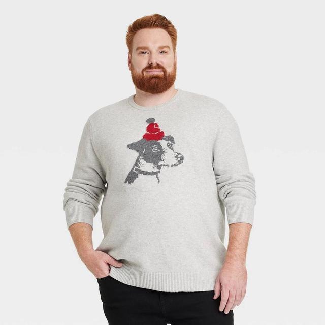 Mens Big & Tall Holiday Crewneck Pullover Sweater - Goodfellow & Co Gravel 4XL Product Image