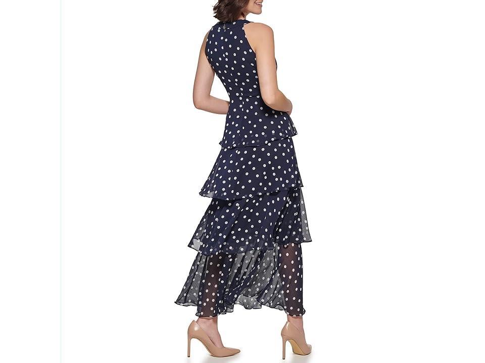 Tommy Hilfiger Tiered Maxi (Sky Captain/Ivory) Women's Dress Product Image