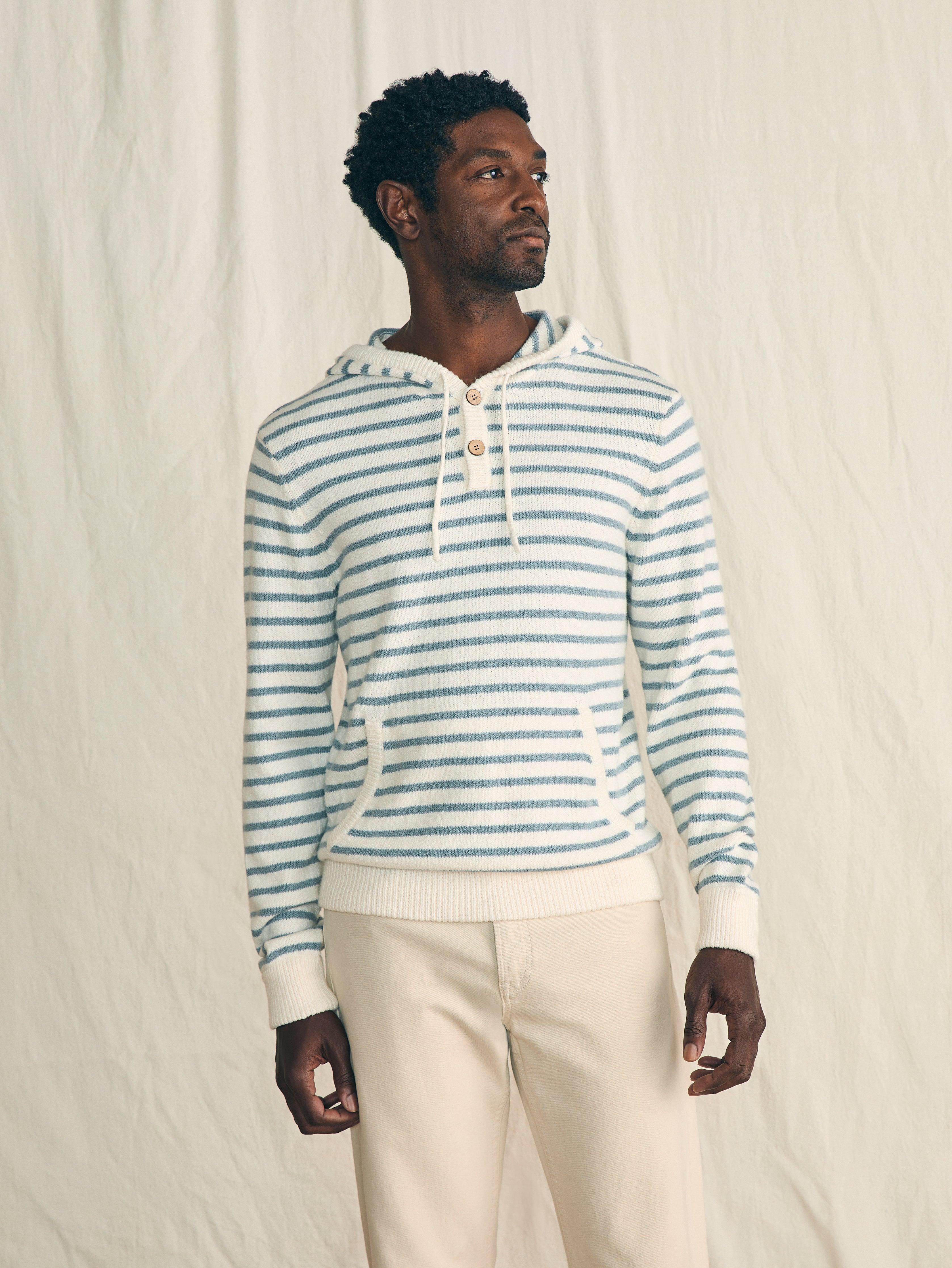 Cove Sweater Hoodie - Ivory Chambray Stripe Male Product Image