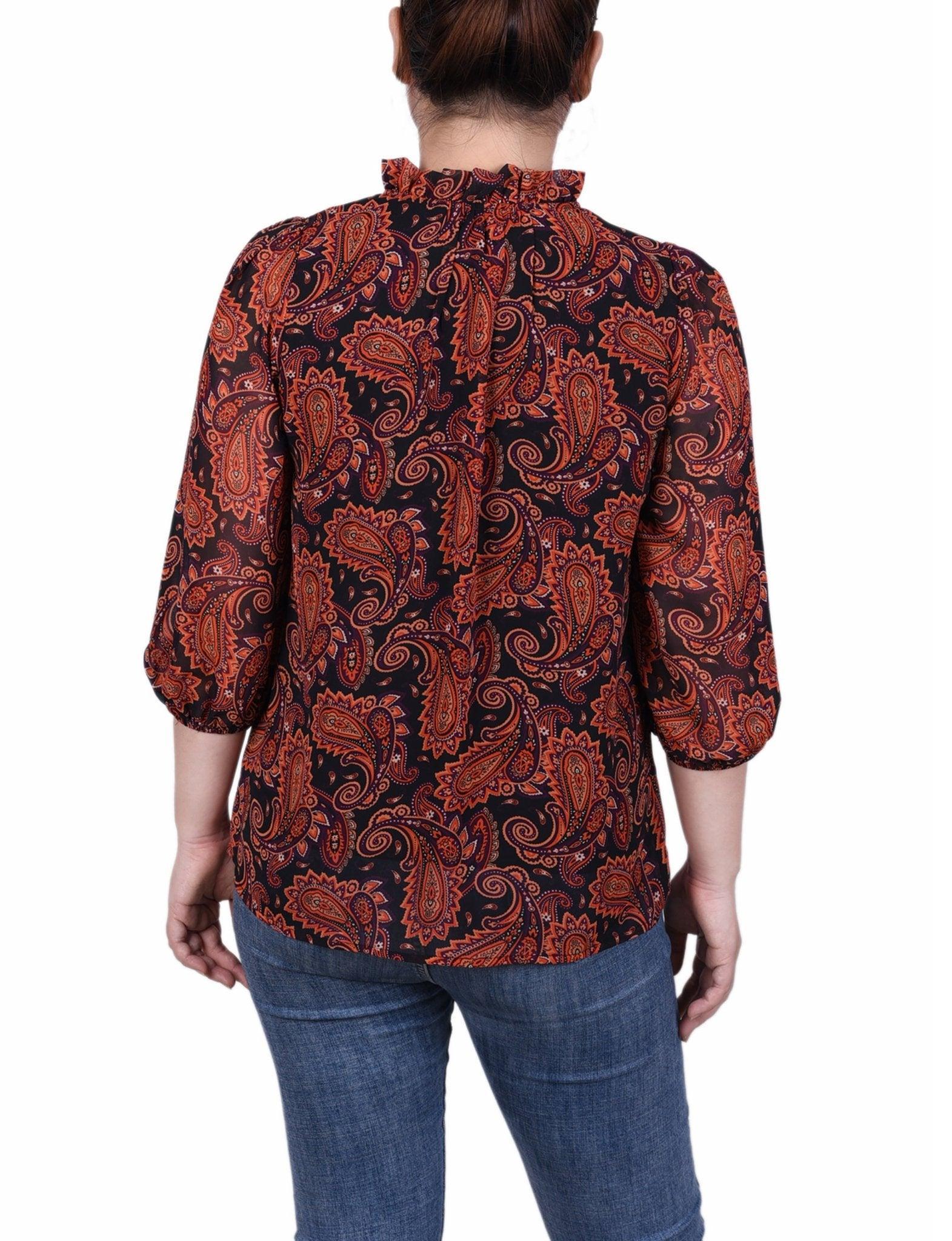 3/4 Length Sleeve Chiffon Blouse - Petite Product Image