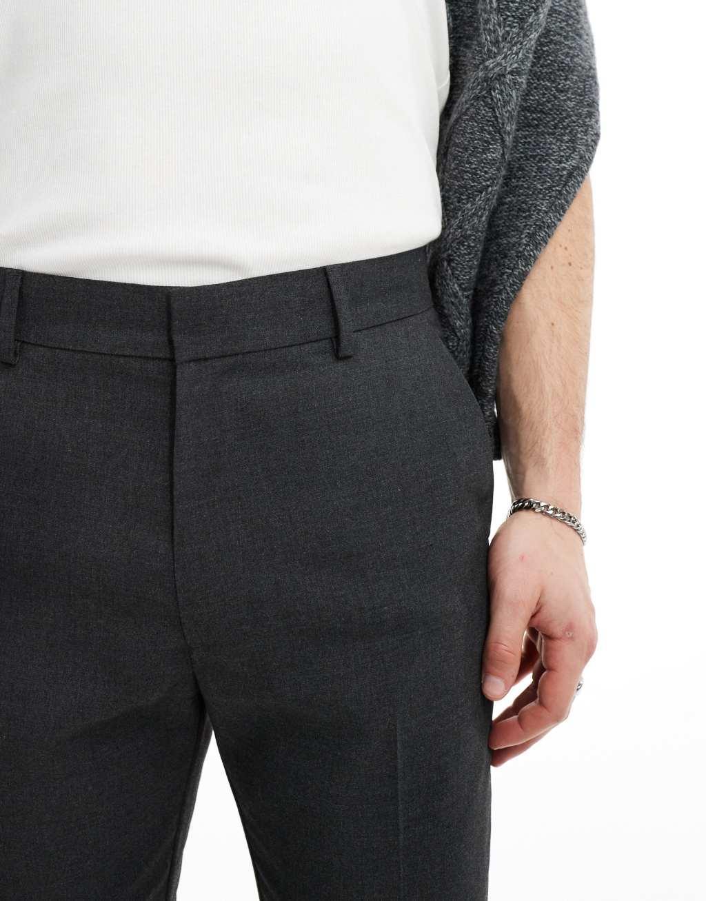 ASOS DESIGN smart new skinny fit trousers in charcoal Product Image