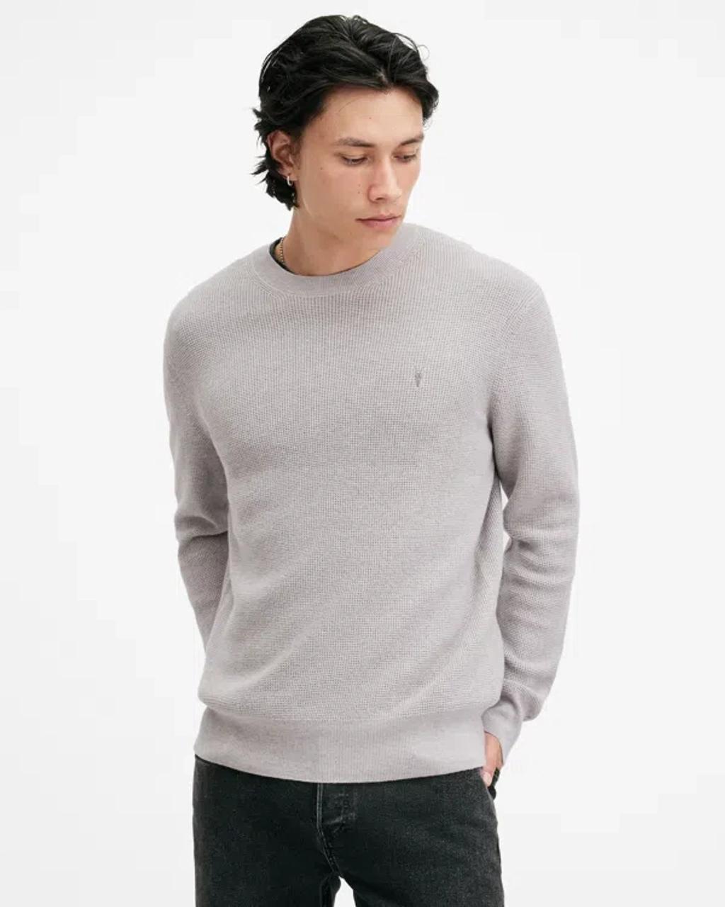 ALLSAINTS Aspen Waffle Texture Crew Neck Sweater In Cool Grey Product Image