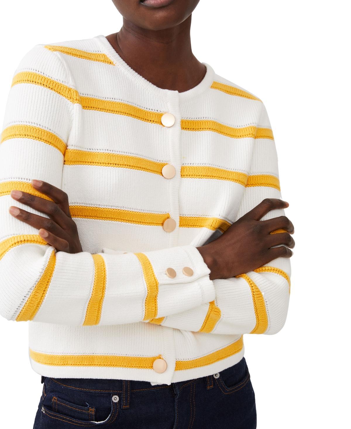 French Connection Marloe Stripe Crewneck Cropped Cardigan Product Image