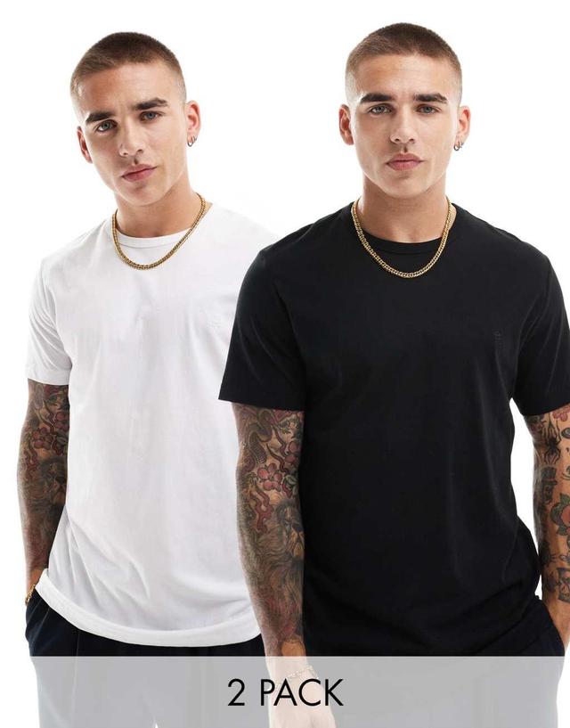 French Connection 2 pack short sleeve t-shirt in black and white Product Image