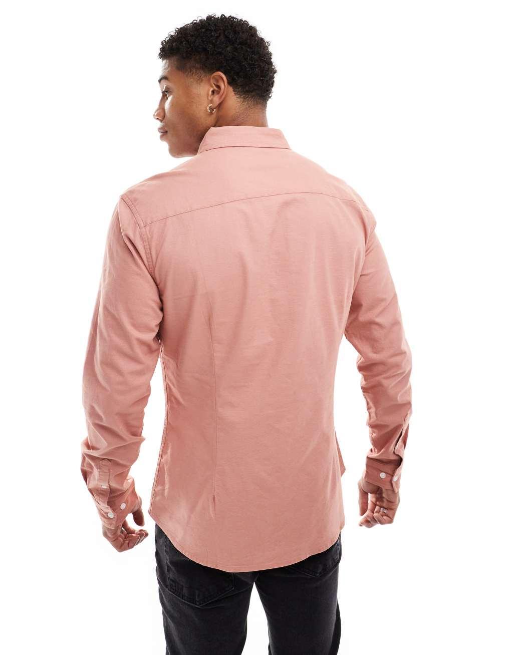 ASOS DESIGN slim oxford shirt in copper Product Image