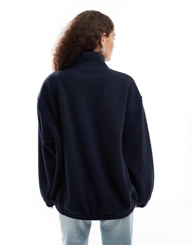 Weekday Lea oversized zip up fleece in navy Product Image