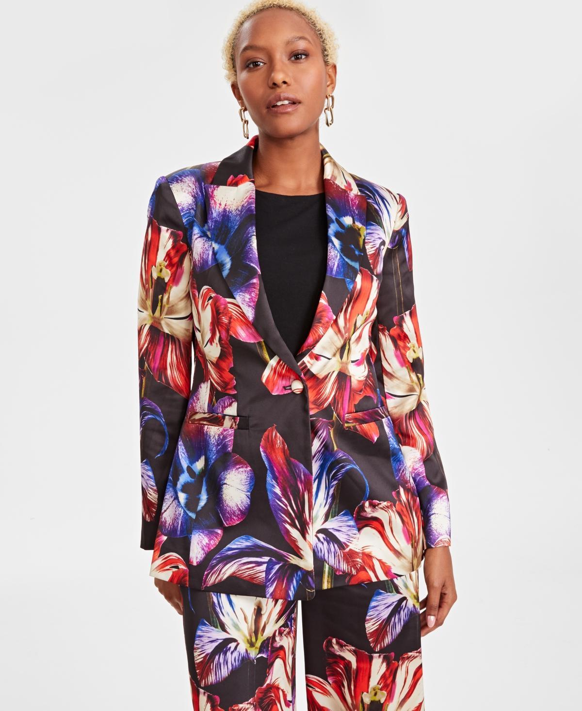 I.n.c. International Concepts Womens Printed Satin Blazer, Created for Macys Product Image