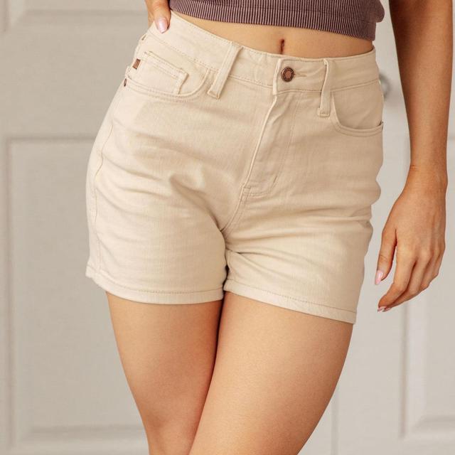 Greta High Rise Garment Dyed Judy Blue Jean Shorts in Bone - ONLINE EXCLUSIVE! Product Image