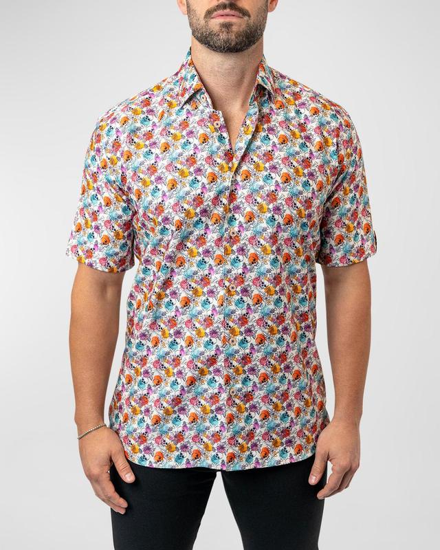 Mens Galileo Floral Skull Sport Shirt Product Image