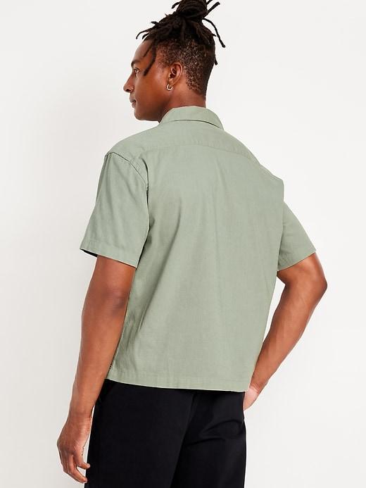 Short-Sleeve Crop Camp Shirt Product Image