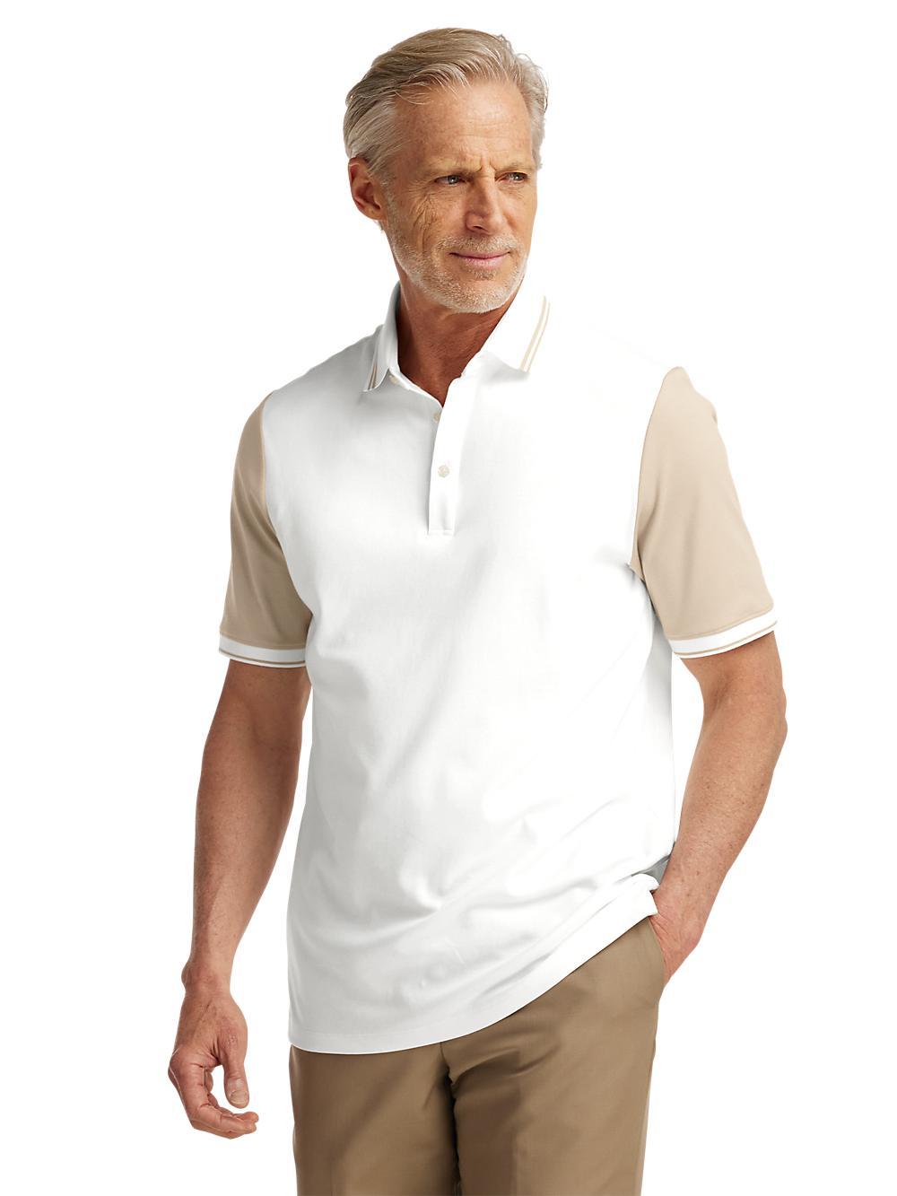 Cotton Three Button Polo - White Product Image